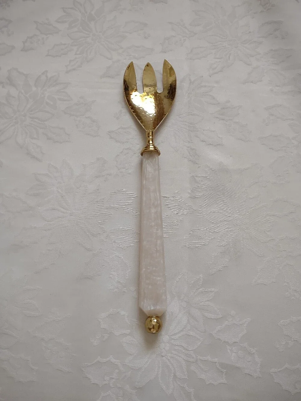 13.5 Inch Gold Tone Salad Fork Modern Handle